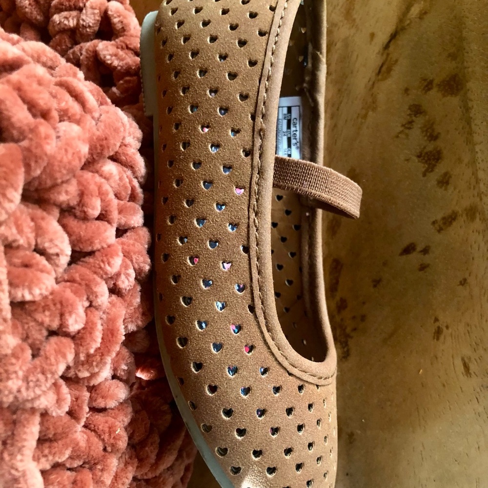 Toddler Girls Carter's Faux Suede Dark Tan/Brown Ballet Flats Mary Janes Size 8 - Picture 7 of 14
